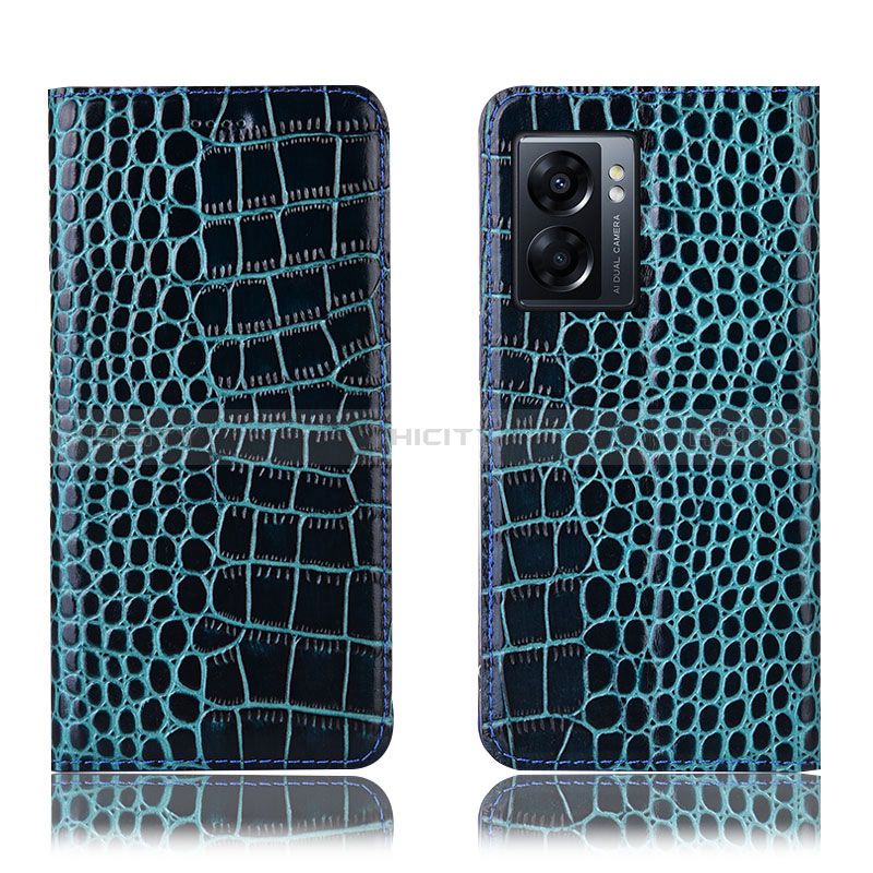 Coque Portefeuille Livre Cuir Etui Clapet H08P pour Realme Narzo 50 5G Bleu Plus