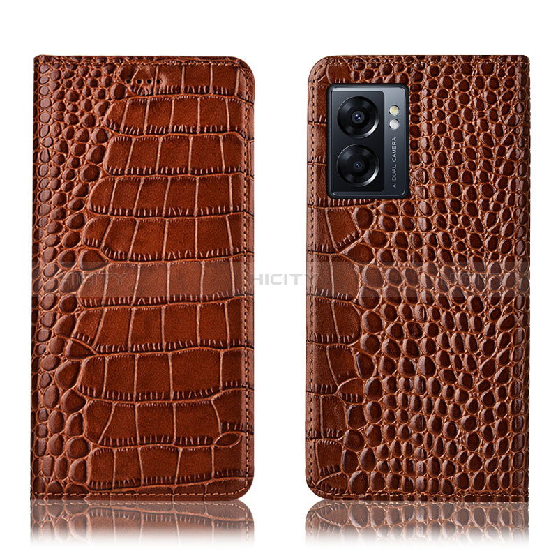 Coque Portefeuille Livre Cuir Etui Clapet H08P pour Realme V23 5G Brun Clair Plus