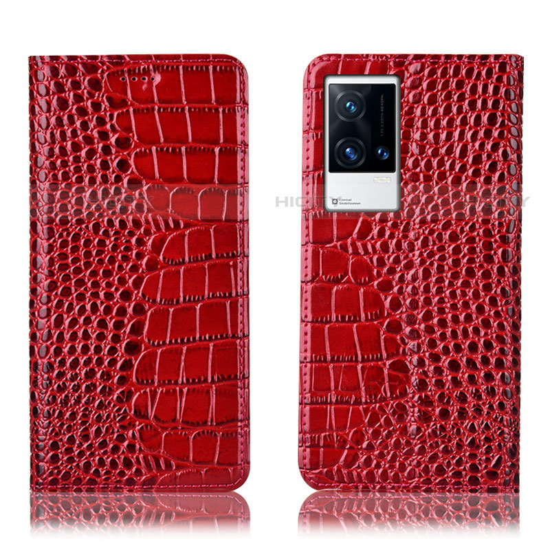 Coque Portefeuille Livre Cuir Etui Clapet H08P pour Vivo iQOO 8 Pro 5G Rouge Plus