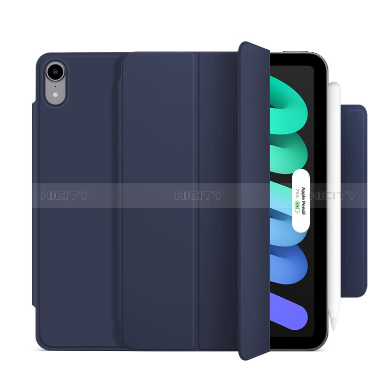 Coque Portefeuille Livre Cuir Etui Clapet H09 pour Apple iPad Mini 6 Bleu Plus