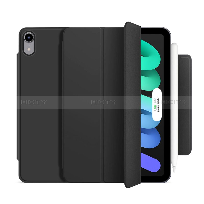 Coque Portefeuille Livre Cuir Etui Clapet H09 pour Apple iPad Mini 6 Noir Plus