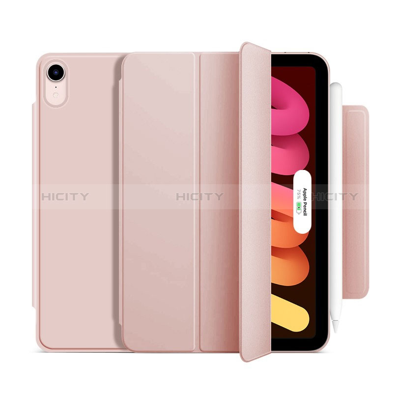 Coque Portefeuille Livre Cuir Etui Clapet H09 pour Apple iPad Mini 6 Or Rose Plus