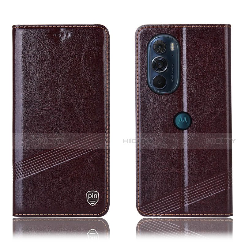 Coque Portefeuille Livre Cuir Etui Clapet H09P pour Motorola Moto Edge 30 Pro 5G Marron Plus