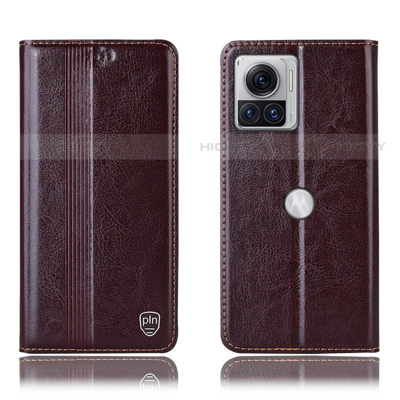 Coque Portefeuille Livre Cuir Etui Clapet H09P pour Motorola Moto Edge X30 Pro 5G Marron Plus