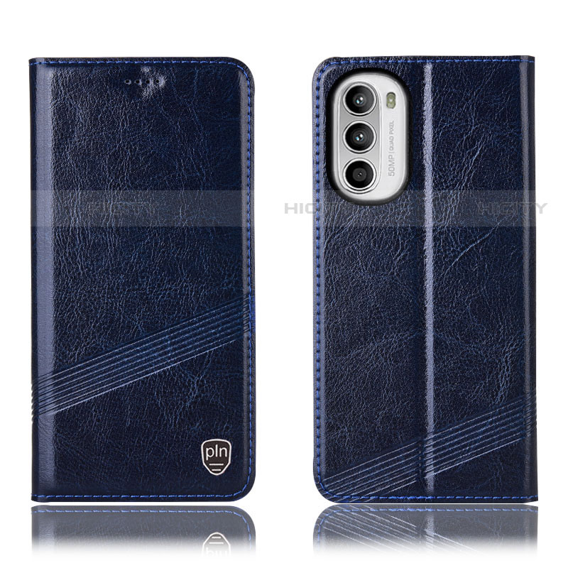 Coque Portefeuille Livre Cuir Etui Clapet H09P pour Motorola Moto G82 5G Bleu Plus