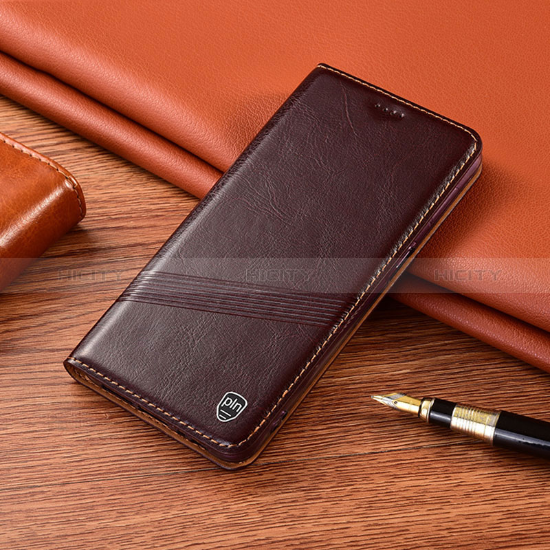 Coque Portefeuille Livre Cuir Etui Clapet H09P pour OnePlus 9 5G Marron Plus