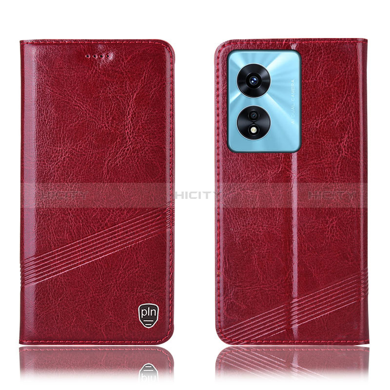 Coque Portefeuille Livre Cuir Etui Clapet H09P pour Oppo A58 5G Rouge Plus