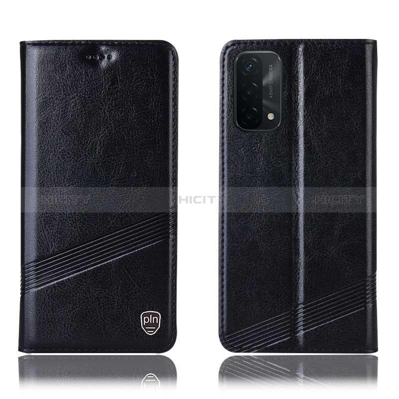 Coque Portefeuille Livre Cuir Etui Clapet H09P pour Oppo A74 5G Noir Plus