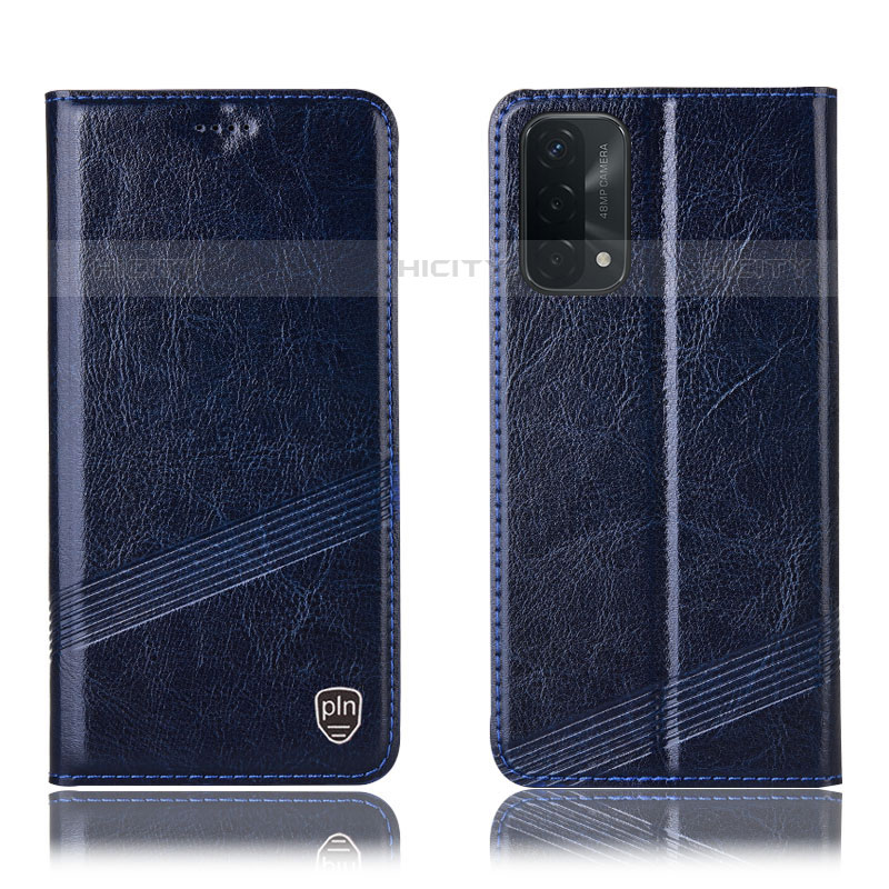 Coque Portefeuille Livre Cuir Etui Clapet H09P pour Oppo A93 5G Bleu Plus