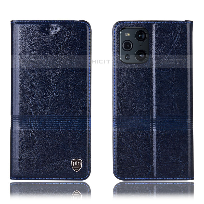 Coque Portefeuille Livre Cuir Etui Clapet H09P pour Oppo Find X3 Pro 5G Bleu Plus