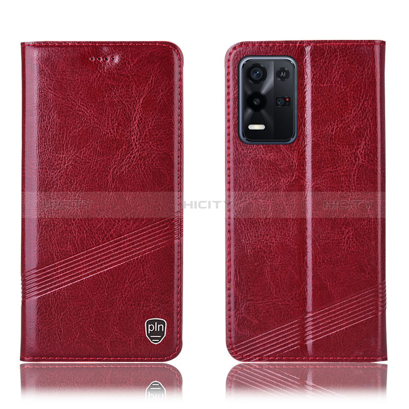 Coque Portefeuille Livre Cuir Etui Clapet H09P pour Oppo K9X 5G Rouge Plus