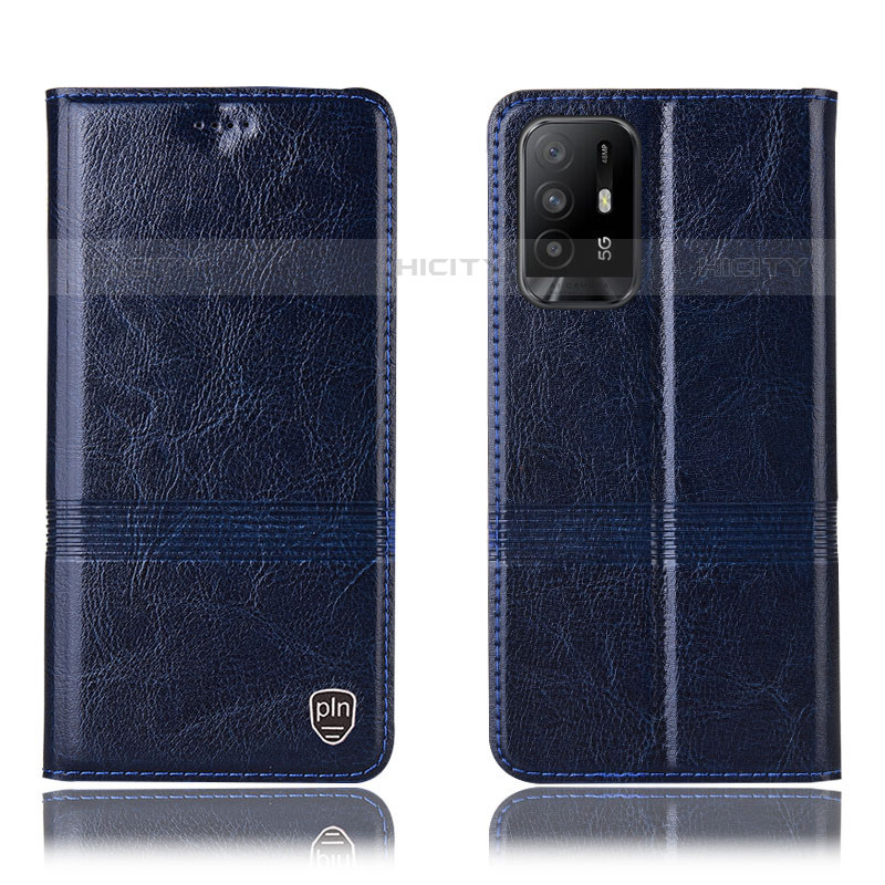 Coque Portefeuille Livre Cuir Etui Clapet H09P pour Oppo Reno5 Z 5G Bleu Plus