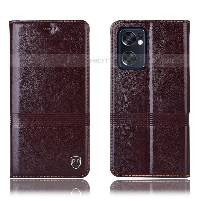 Coque Portefeuille Livre Cuir Etui Clapet H09P pour Oppo Reno7 SE 5G Marron Plus