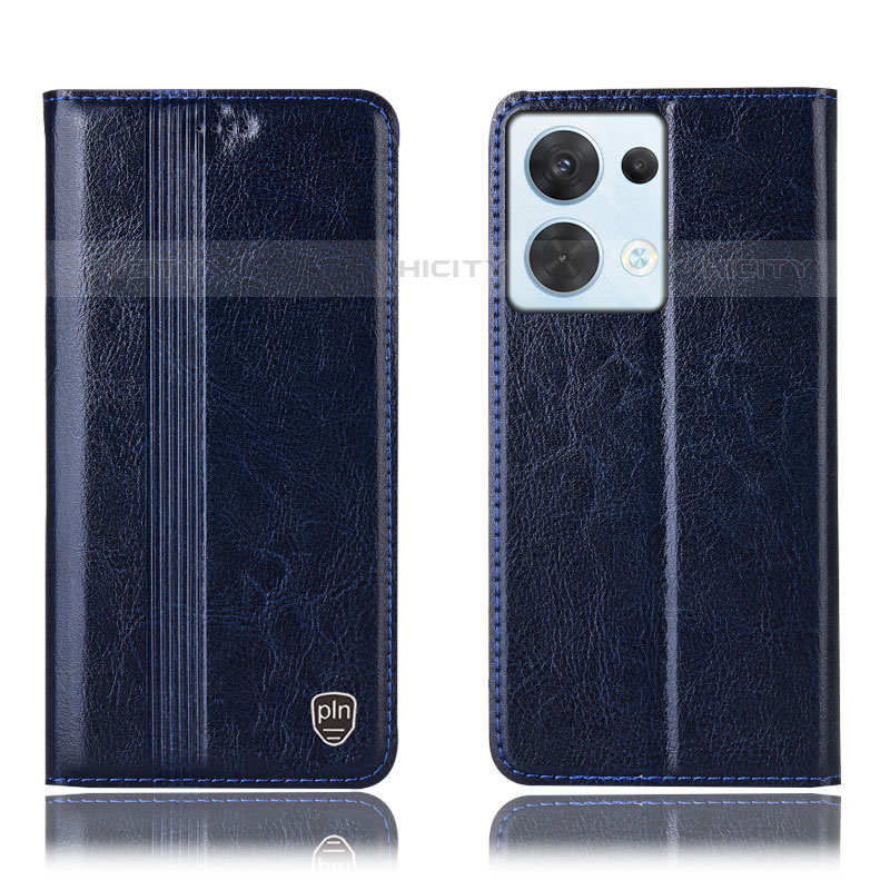 Coque Portefeuille Livre Cuir Etui Clapet H09P pour Oppo Reno8 5G Bleu Plus