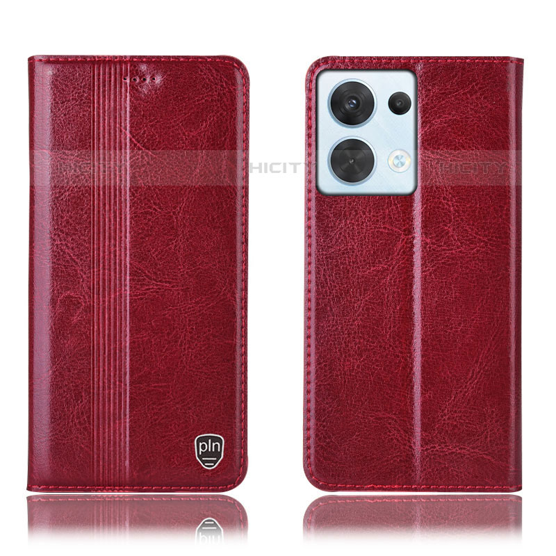 Coque Portefeuille Livre Cuir Etui Clapet H09P pour Oppo Reno9 5G Rouge Plus