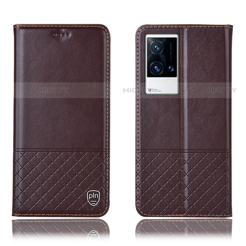 Coque Portefeuille Livre Cuir Etui Clapet H09P pour Vivo iQOO 8 5G Marron Plus