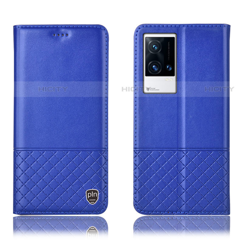 Coque Portefeuille Livre Cuir Etui Clapet H09P pour Vivo iQOO 8 Pro 5G Bleu Plus