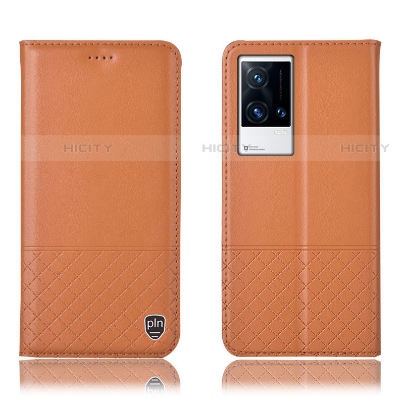 Coque Portefeuille Livre Cuir Etui Clapet H09P pour Vivo iQOO 8 Pro 5G Orange Plus