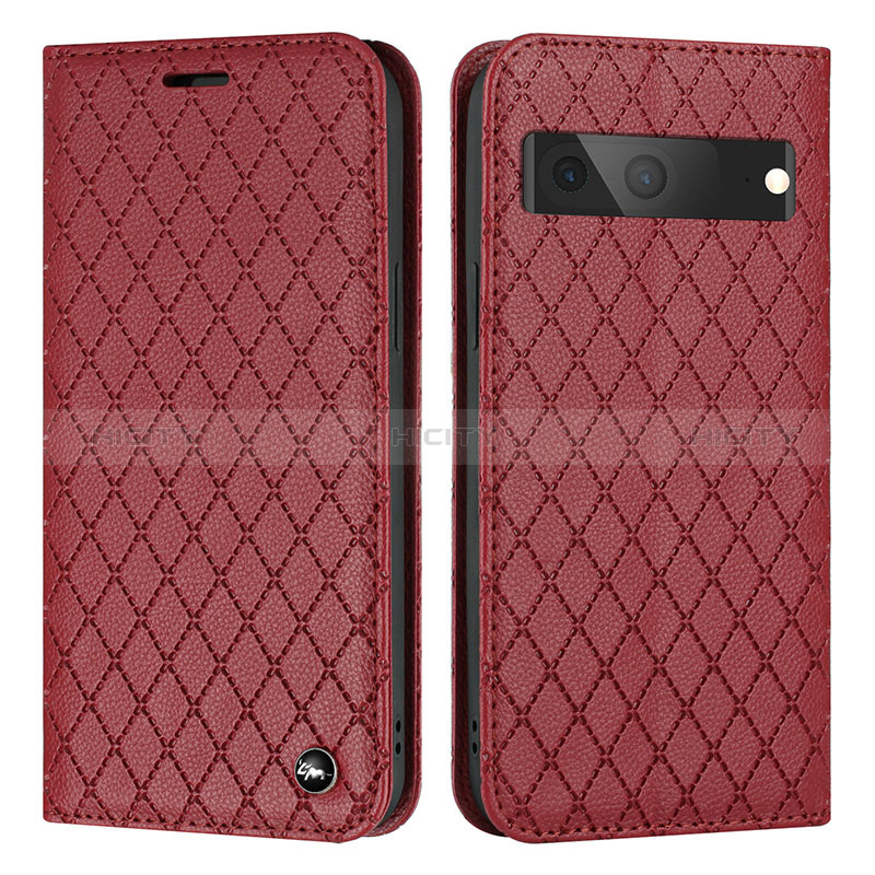 Coque Portefeuille Livre Cuir Etui Clapet H09X pour Google Pixel 7 5G Rouge Plus