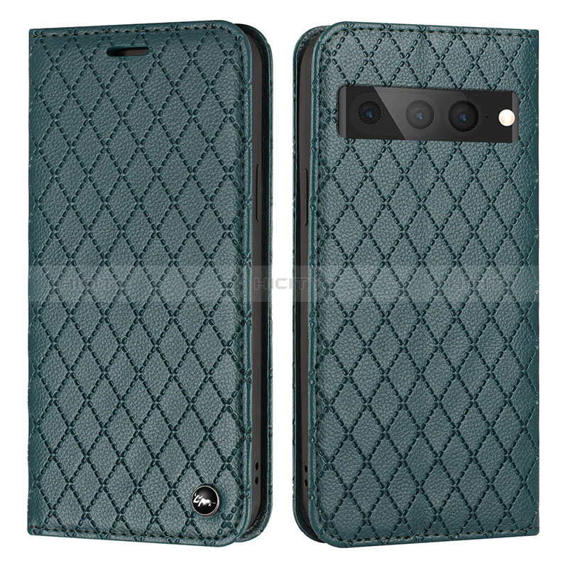 Coque Portefeuille Livre Cuir Etui Clapet H09X pour Google Pixel 7 Pro 5G Vert Plus