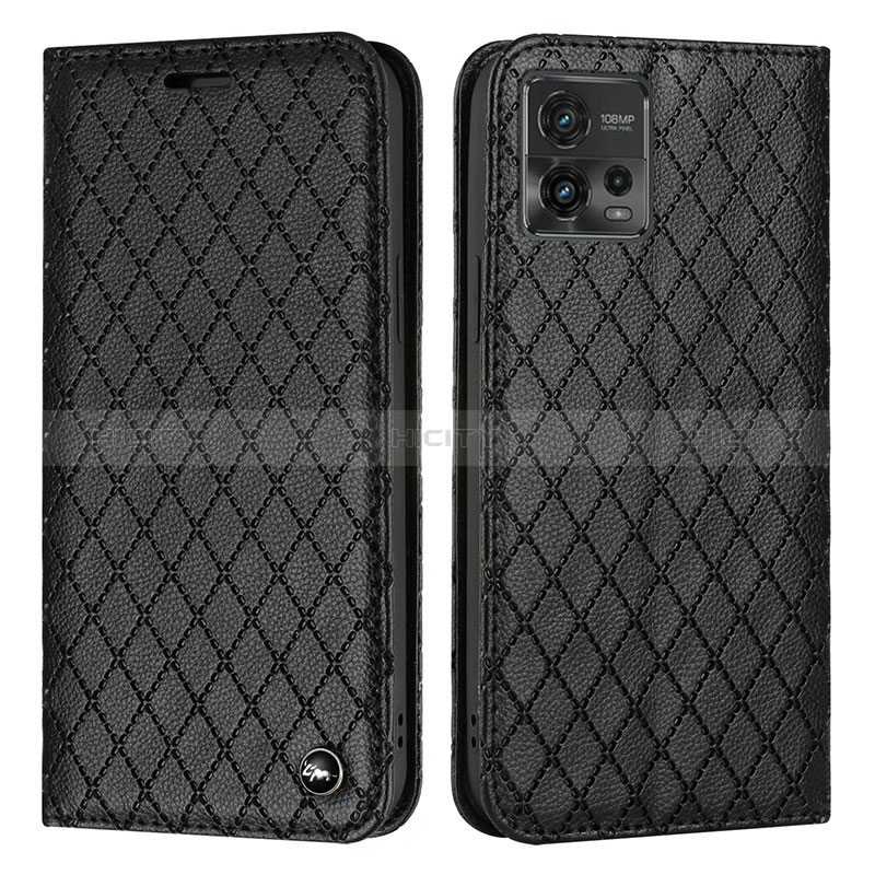 Coque Portefeuille Livre Cuir Etui Clapet H09X pour Motorola Moto G72 Noir Plus