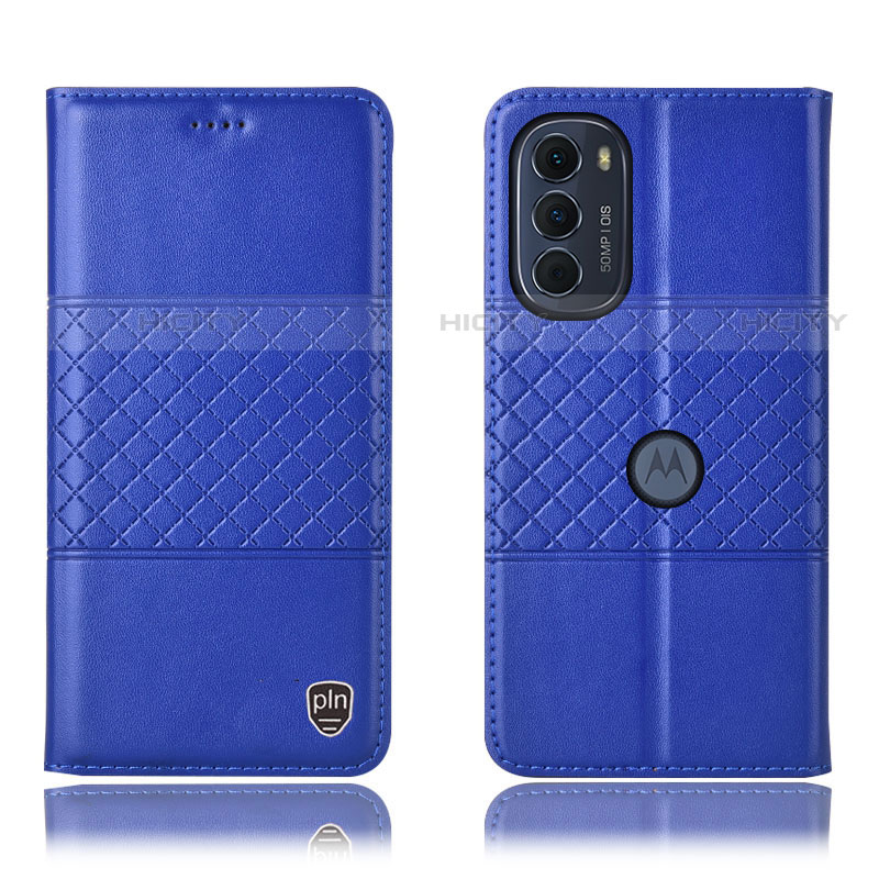 Coque Portefeuille Livre Cuir Etui Clapet H10P pour Motorola Moto Edge (2022) 5G Bleu Plus