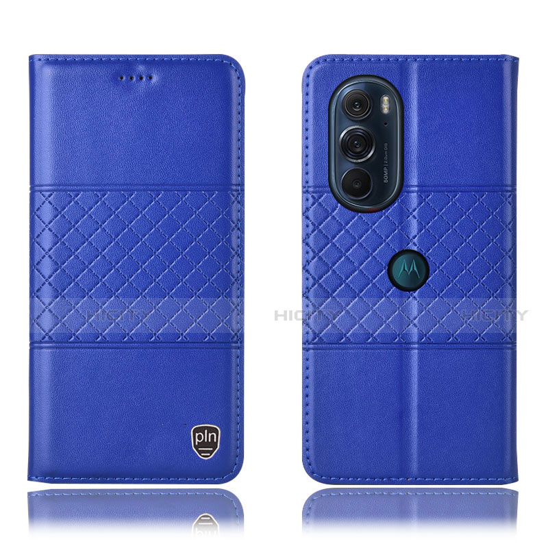 Coque Portefeuille Livre Cuir Etui Clapet H10P pour Motorola Moto Edge 30 Pro 5G Bleu Plus