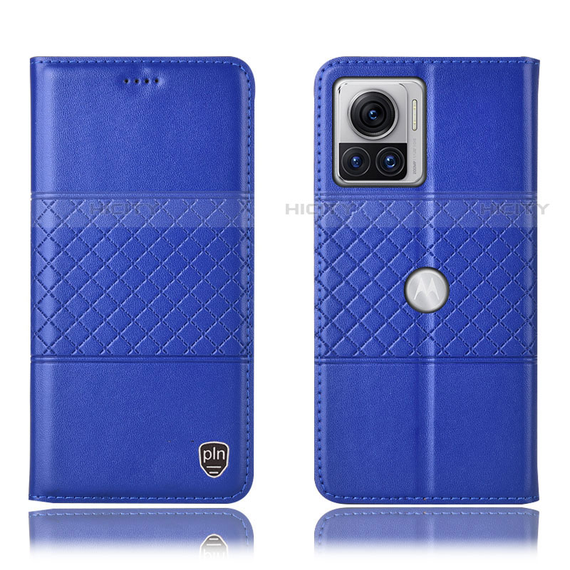 Coque Portefeuille Livre Cuir Etui Clapet H10P pour Motorola Moto Edge 30 Ultra 5G Bleu Plus