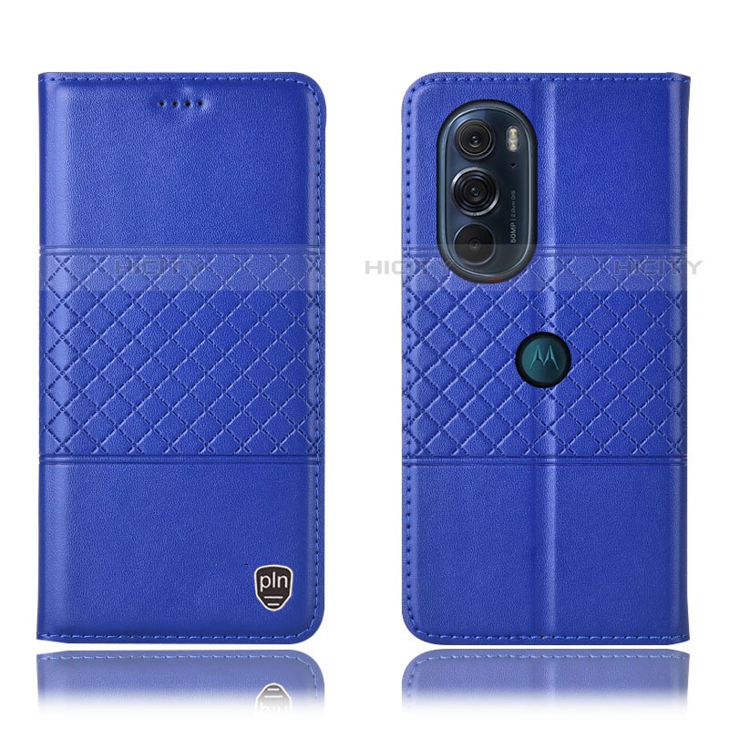 Coque Portefeuille Livre Cuir Etui Clapet H10P pour Motorola Moto Edge Plus (2022) 5G Bleu Plus