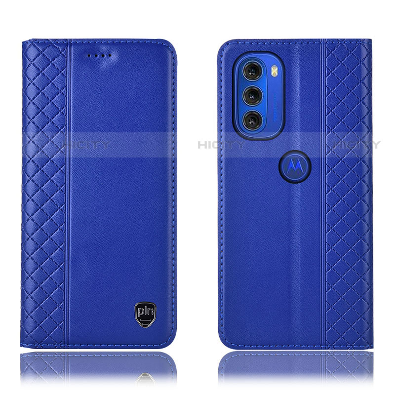 Coque Portefeuille Livre Cuir Etui Clapet H10P pour Motorola Moto G51 5G Bleu Plus