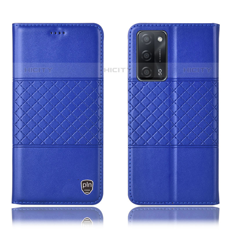 Coque Portefeuille Livre Cuir Etui Clapet H10P pour Oppo A53s 5G Bleu Plus