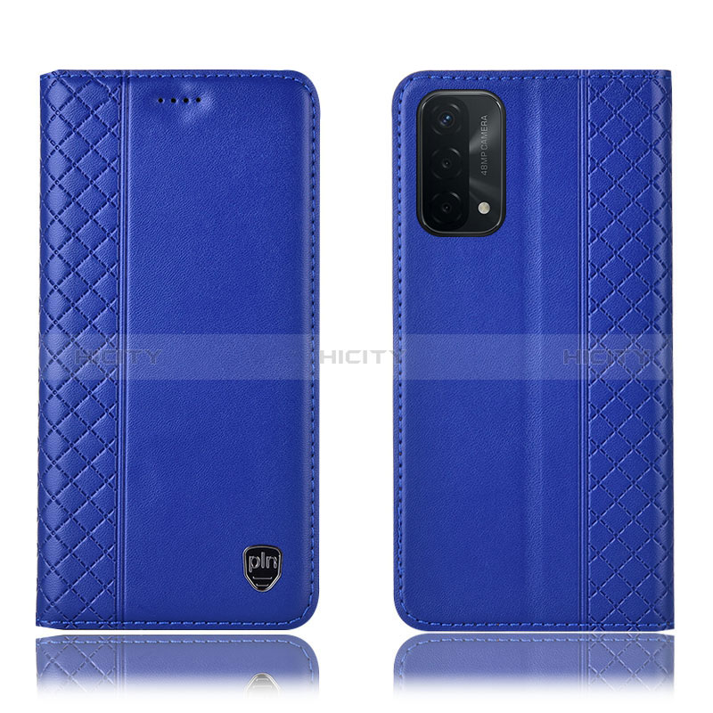 Coque Portefeuille Livre Cuir Etui Clapet H10P pour Oppo A54 5G Bleu Plus