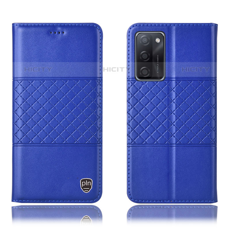 Coque Portefeuille Livre Cuir Etui Clapet H10P pour Oppo A55S 5G Bleu Plus