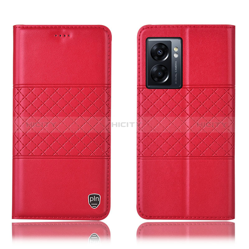 Coque Portefeuille Livre Cuir Etui Clapet H10P pour Oppo A57 5G Rouge Plus