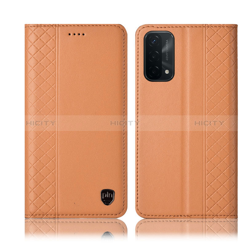 Coque Portefeuille Livre Cuir Etui Clapet H10P pour Oppo A74 5G Orange Plus