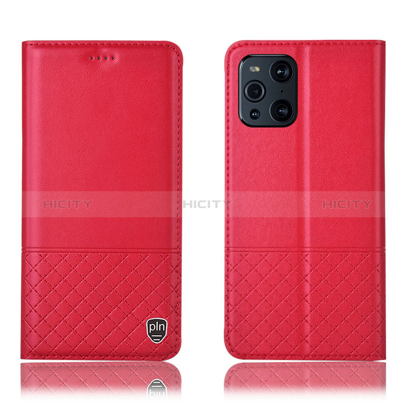 Coque Portefeuille Livre Cuir Etui Clapet H10P pour Oppo Find X3 5G Rouge Plus