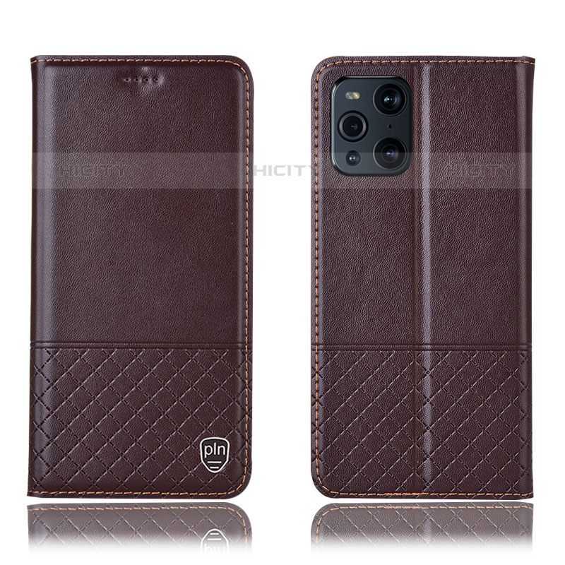 Coque Portefeuille Livre Cuir Etui Clapet H10P pour Oppo Find X3 Pro 5G Marron Plus