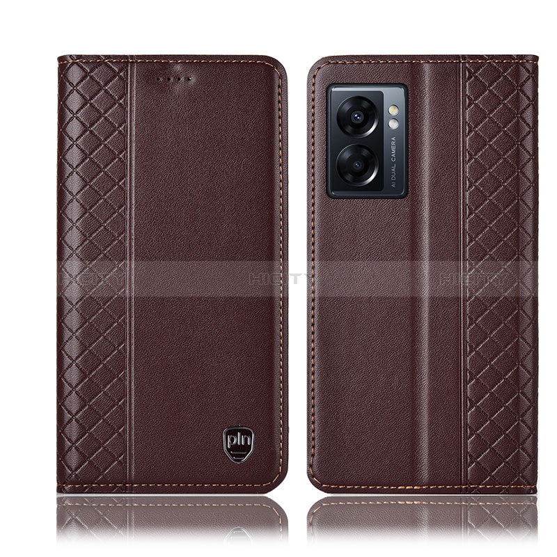 Coque Portefeuille Livre Cuir Etui Clapet H10P pour Oppo K10 5G India Marron Plus