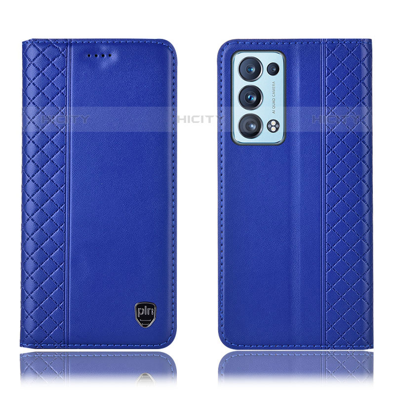 Coque Portefeuille Livre Cuir Etui Clapet H10P pour Oppo Reno6 Pro 5G Bleu Plus