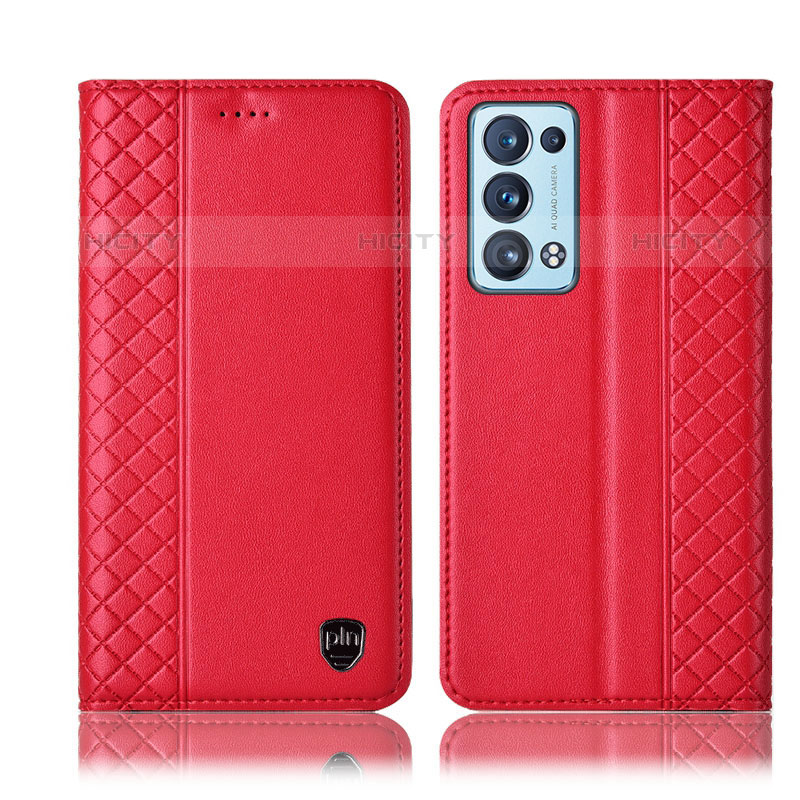 Coque Portefeuille Livre Cuir Etui Clapet H10P pour Oppo Reno6 Pro 5G Rouge Plus