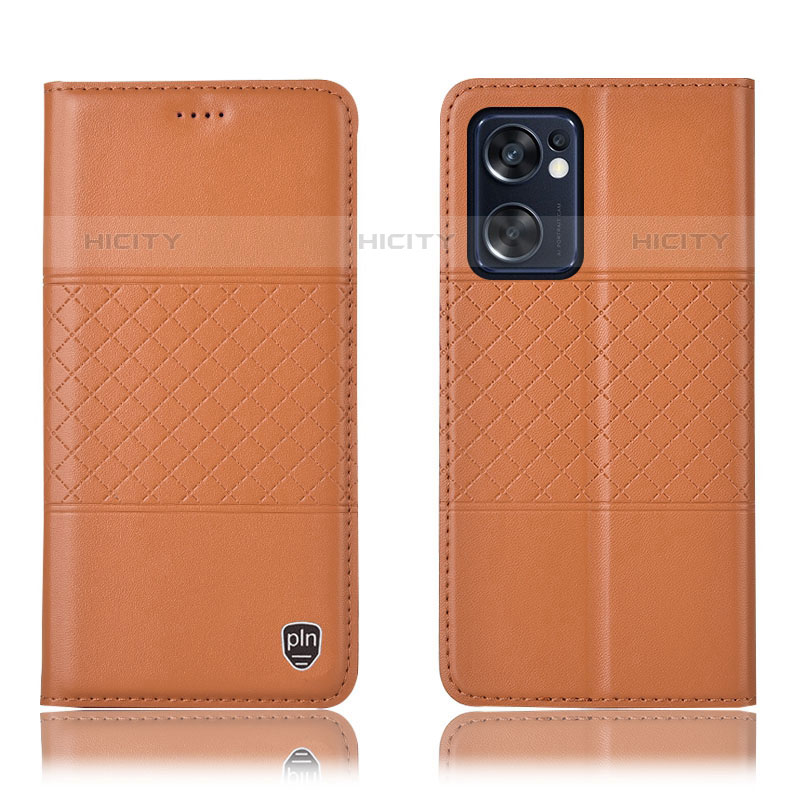 Coque Portefeuille Livre Cuir Etui Clapet H10P pour Oppo Reno7 SE 5G Orange Plus