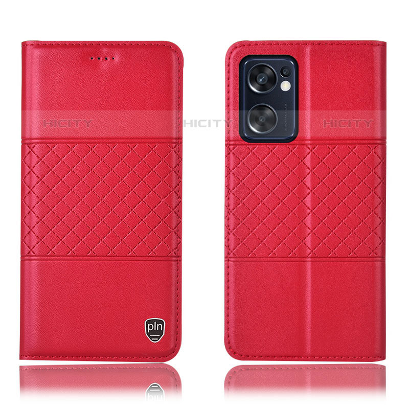 Coque Portefeuille Livre Cuir Etui Clapet H10P pour Oppo Reno7 SE 5G Rouge Plus