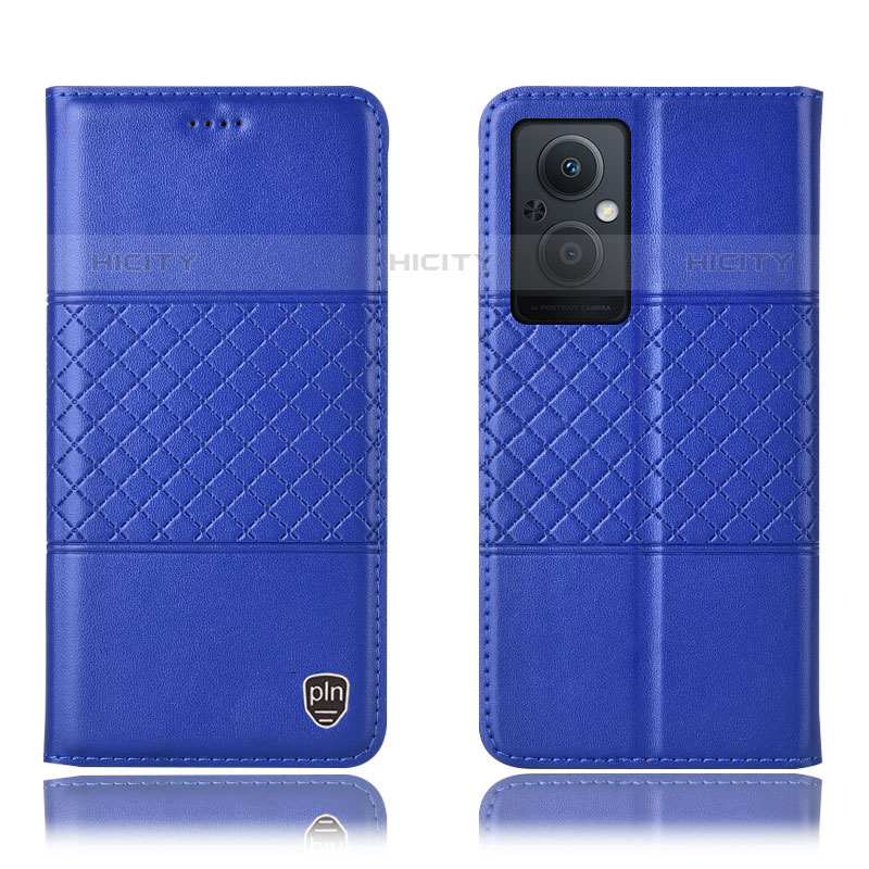 Coque Portefeuille Livre Cuir Etui Clapet H10P pour Oppo Reno8 Lite 5G Bleu Plus