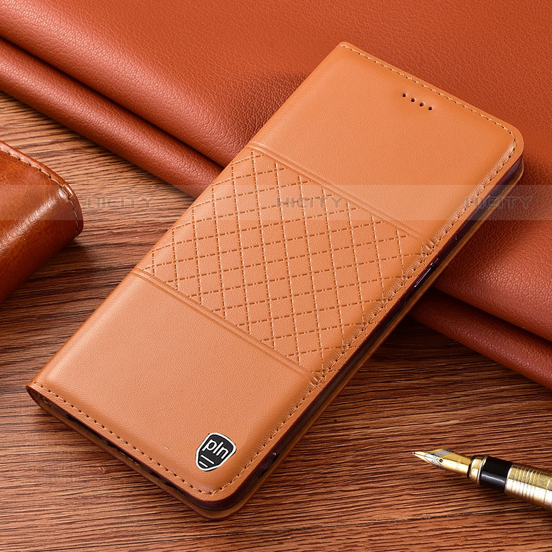 Coque Portefeuille Livre Cuir Etui Clapet H10P pour Samsung Galaxy S21 FE 5G Orange Plus