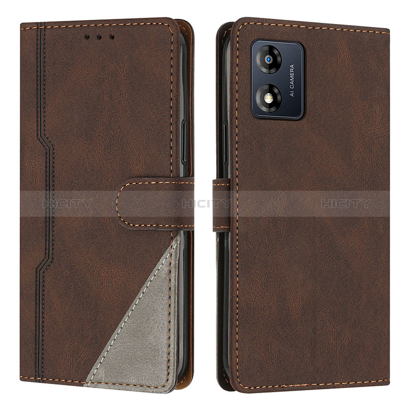 Coque Portefeuille Livre Cuir Etui Clapet H10X pour Motorola Moto E13 Marron Plus