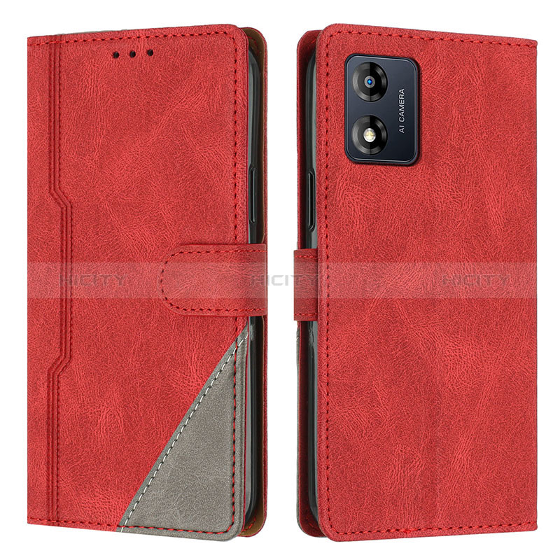 Coque Portefeuille Livre Cuir Etui Clapet H10X pour Motorola Moto E13 Rouge Plus