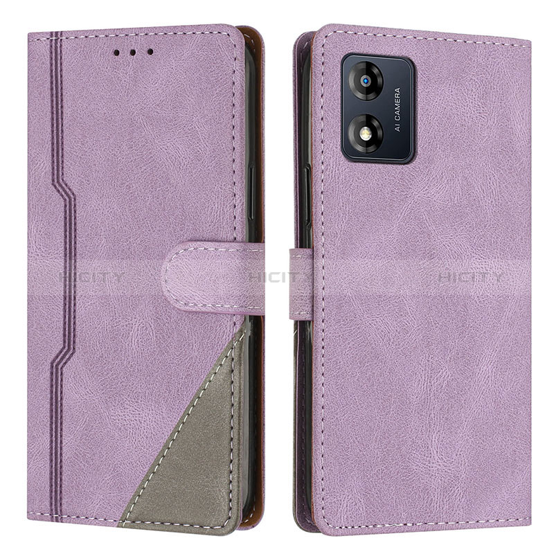 Coque Portefeuille Livre Cuir Etui Clapet H10X pour Motorola Moto E13 Violet Plus