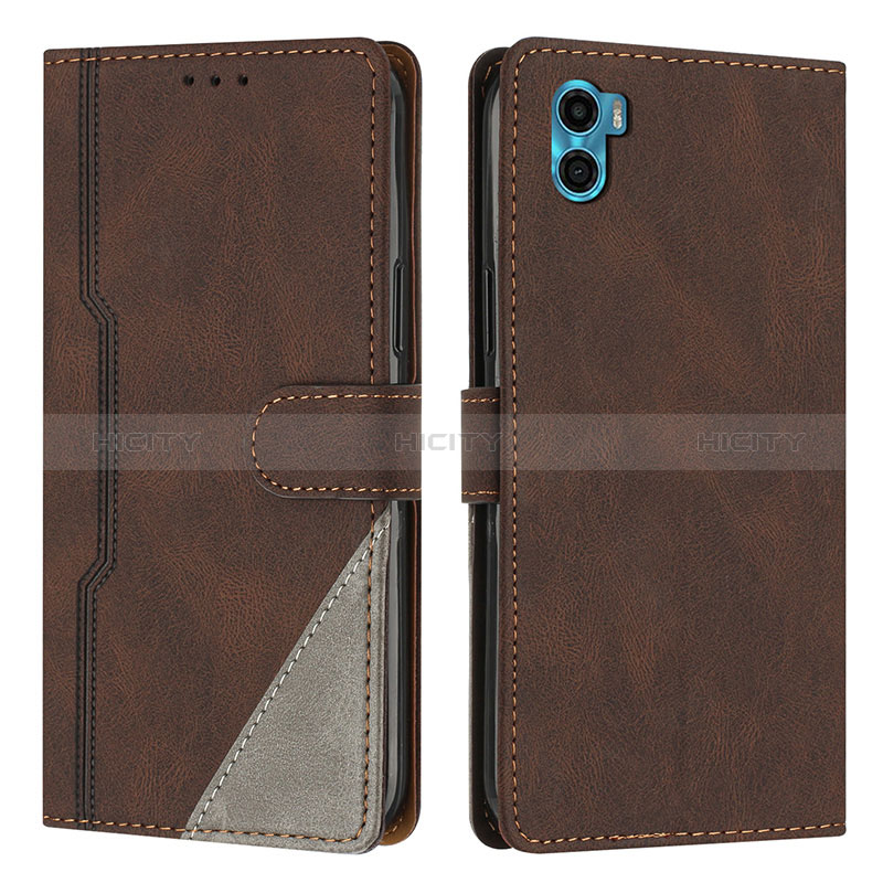 Coque Portefeuille Livre Cuir Etui Clapet H10X pour Motorola Moto E22S Marron Plus