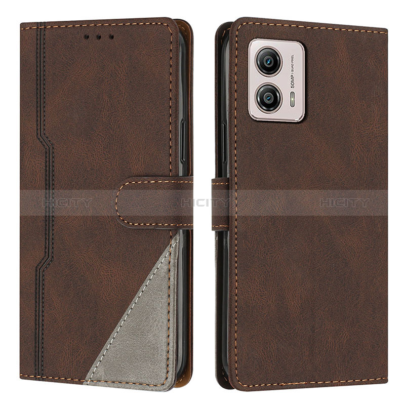 Coque Portefeuille Livre Cuir Etui Clapet H10X pour Motorola Moto G53y 5G Marron Plus