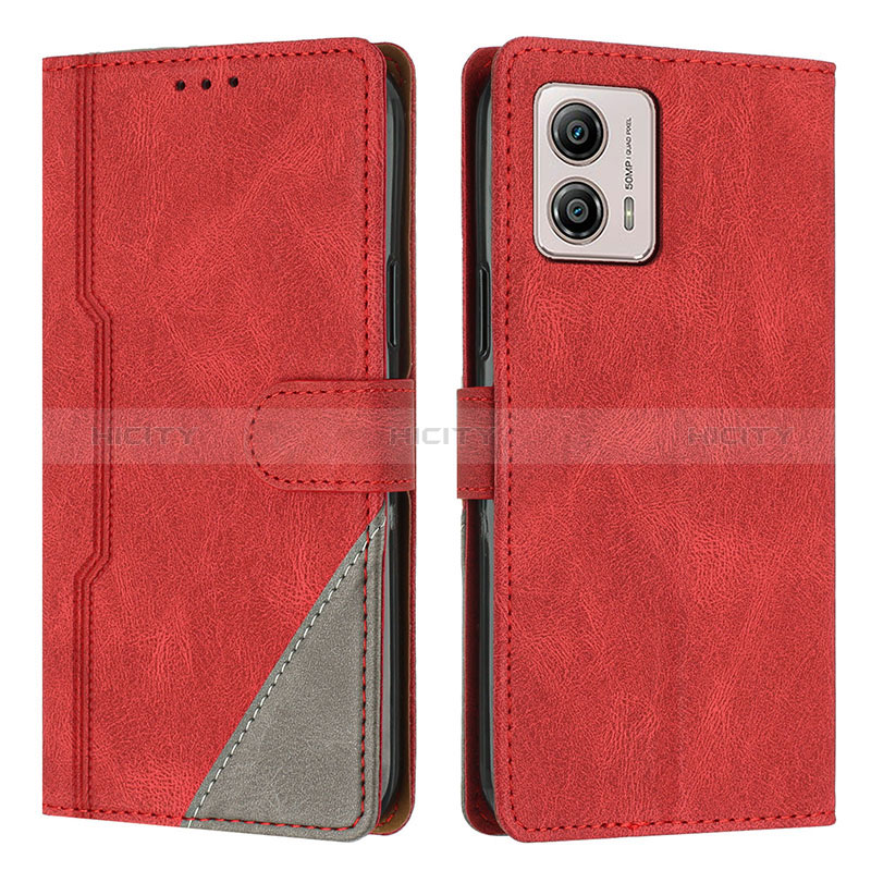 Coque Portefeuille Livre Cuir Etui Clapet H10X pour Motorola Moto G53y 5G Rouge Plus